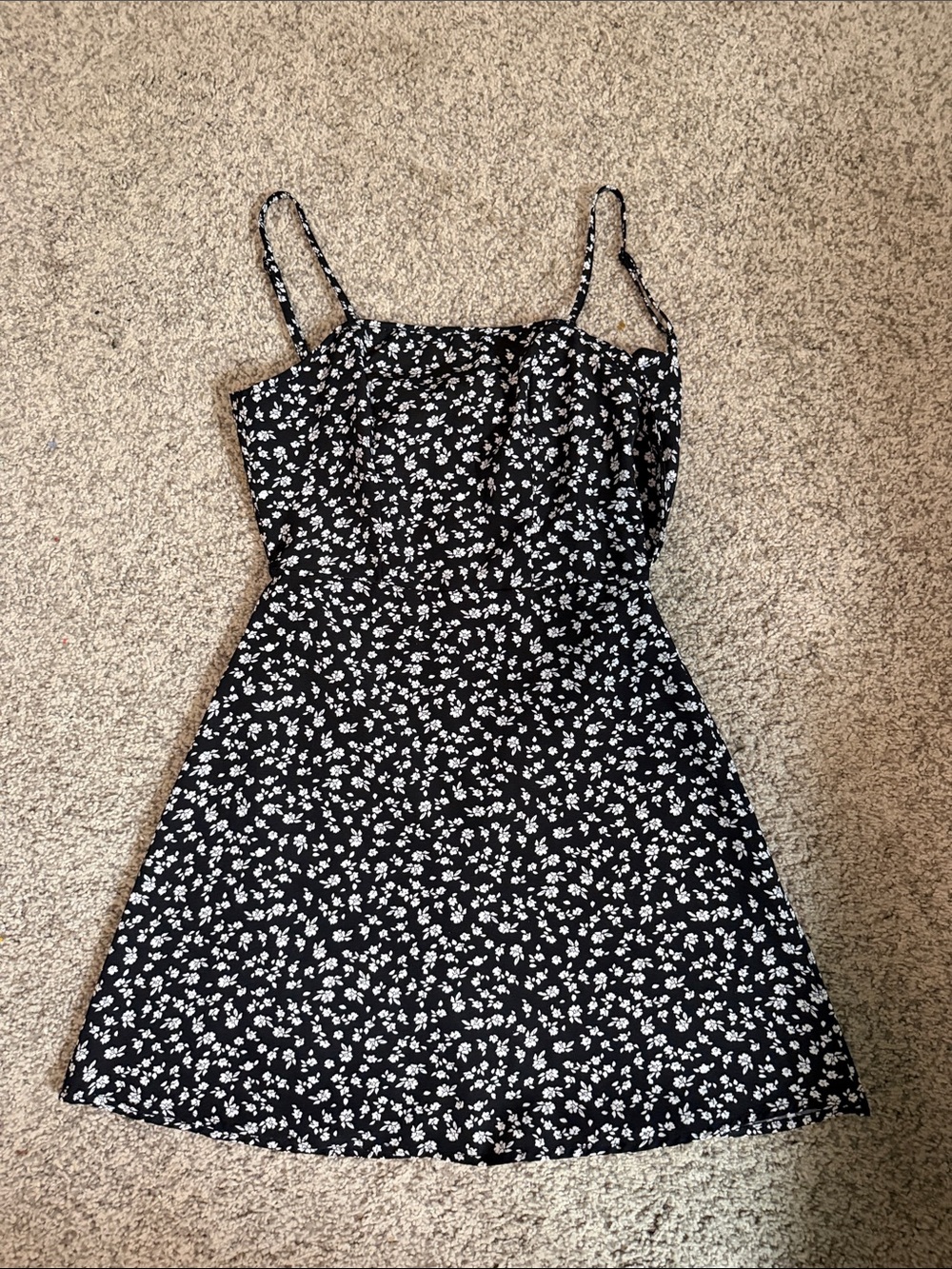 SHEIN Black & White Floral Spaghetti-Strap Mini Dress